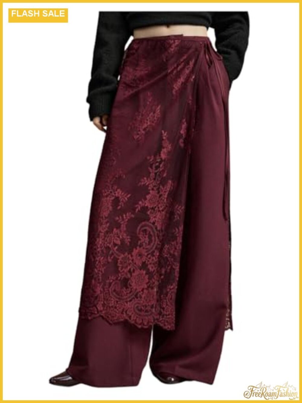 Lace Floral Wrap Skirt Tie Side Sheer Cover Up Long Skirt